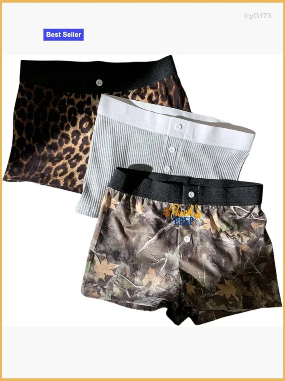 3 Pack High Stretch Biker Shorts Leopard Camo Polka Dot Workout Leggings